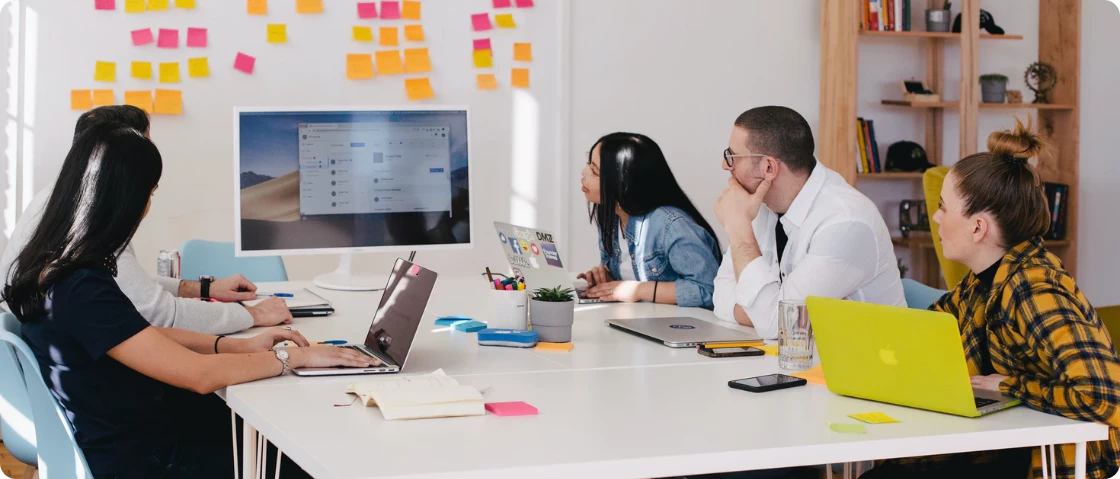Team working in meeting room