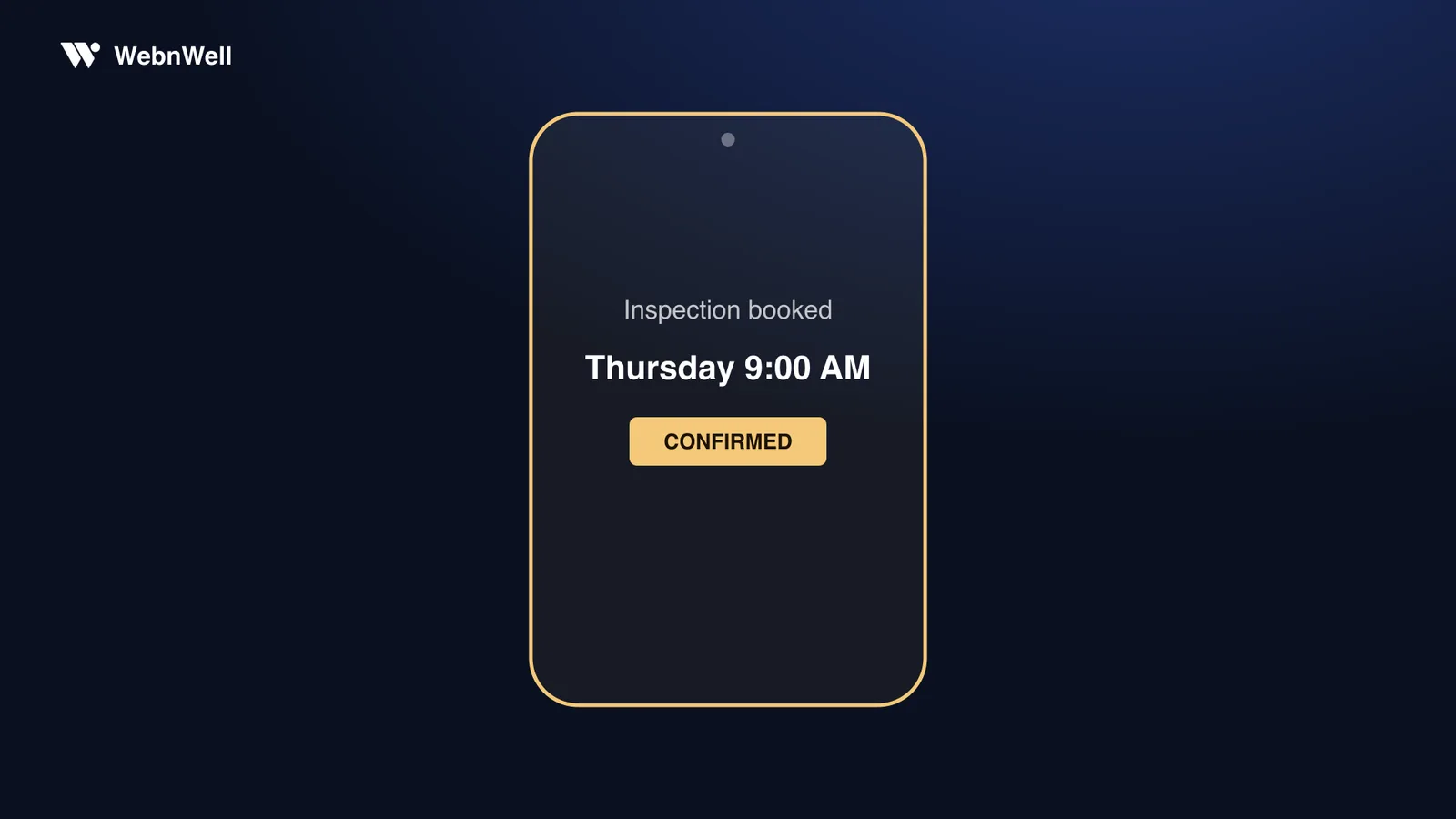 Homeowner's phone showing the inspection booked and confirmed for Thursday at 9:00 am