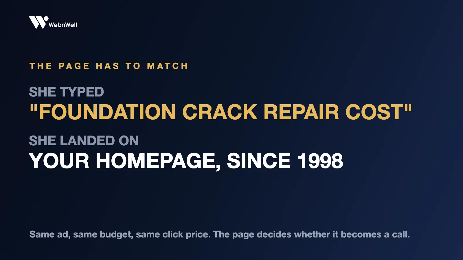 A search for foundation crack repair cost should land on a page about foundation crack repair, not the homepage